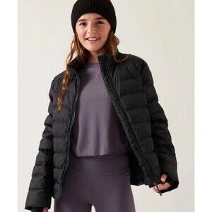 Athleta Girl Cool Days Down black puffer jacket size M (8-10) EUC
